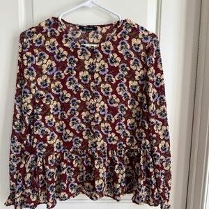 Madewell Floral Peplum Blouse